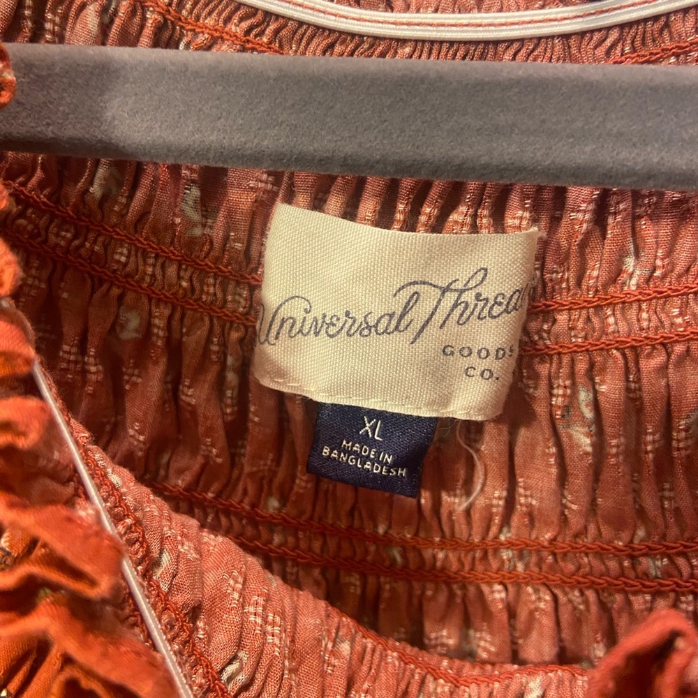 Universal Thread Orange Smocked Peasant Blouse - image 2